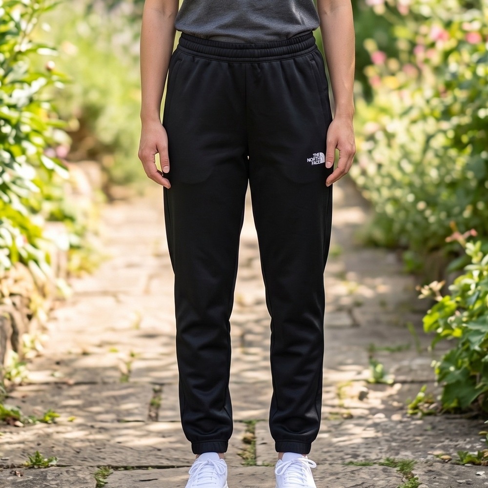 The North Face Circular Design Black Fleece Joggers Sweatpants Womens M Regular
